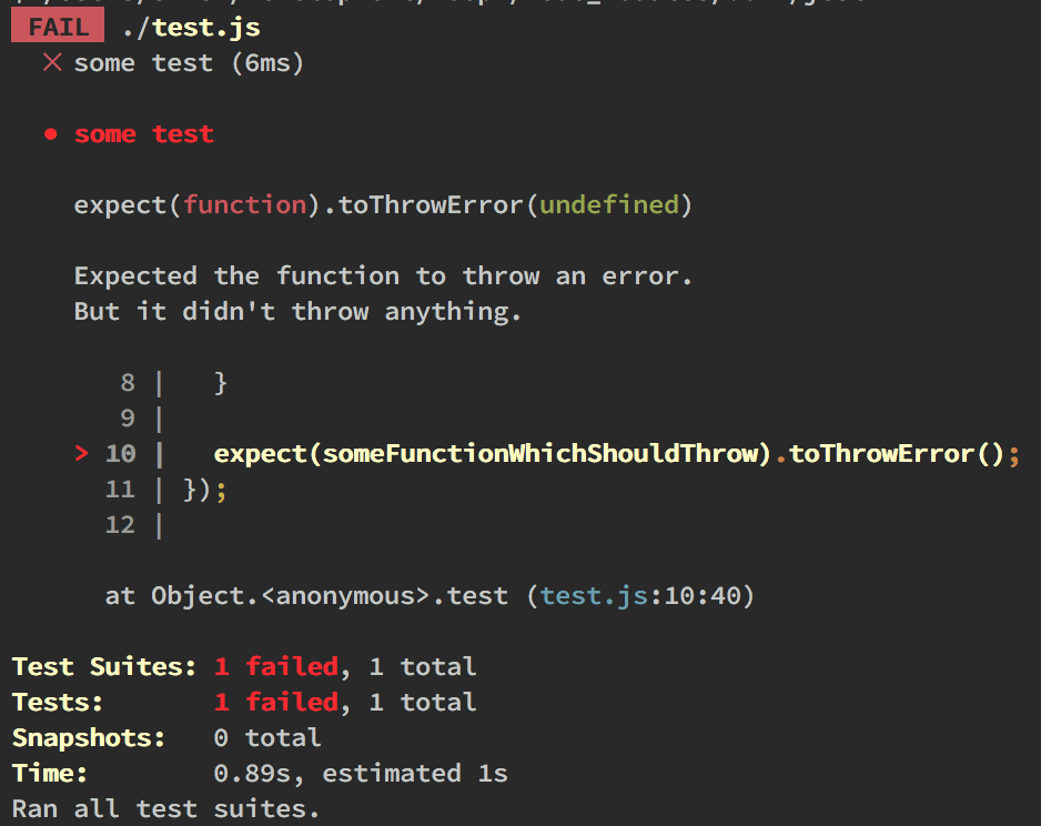 échec dans Jest 22