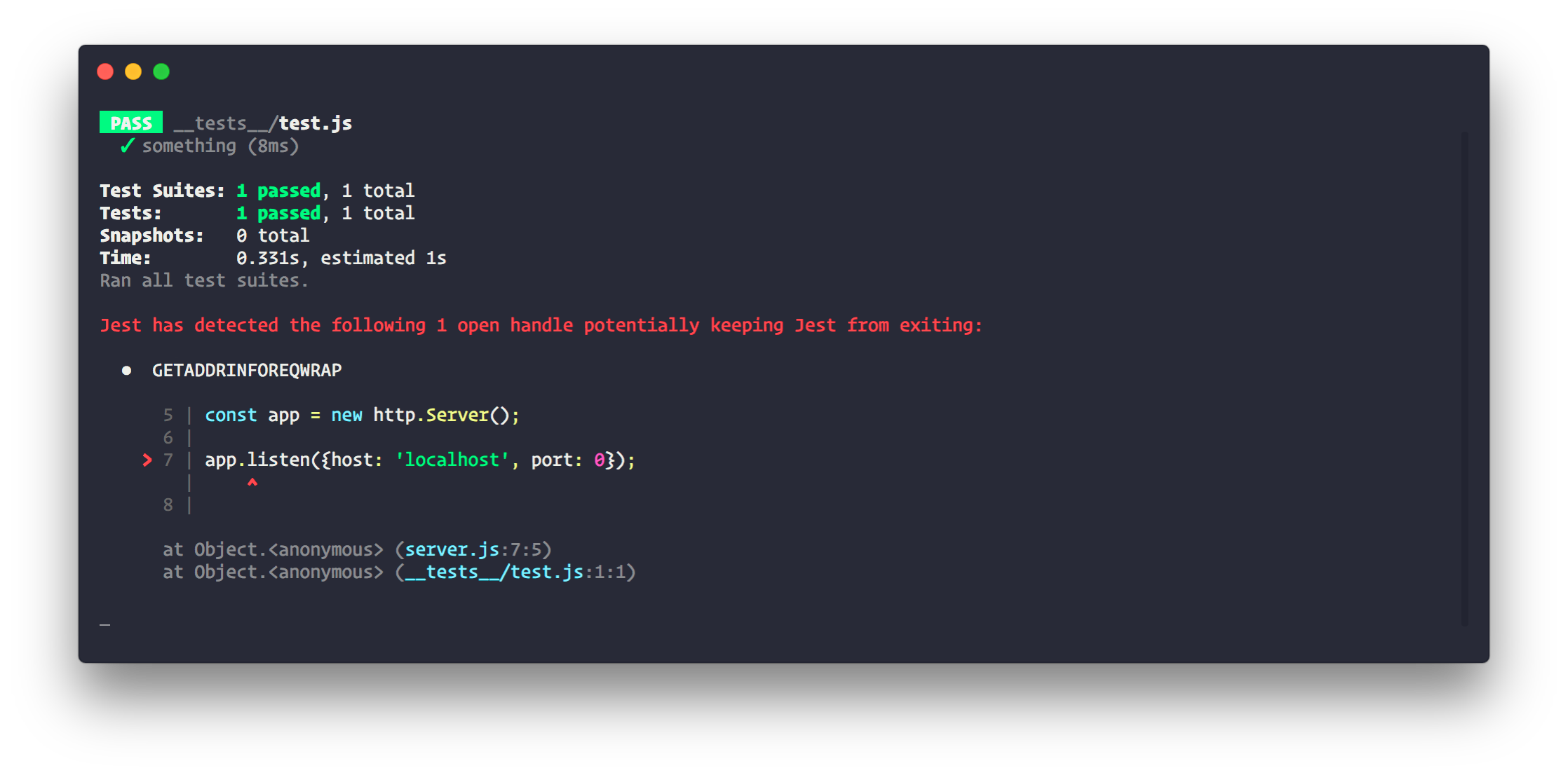 Esecuzione di detectOpenHandles